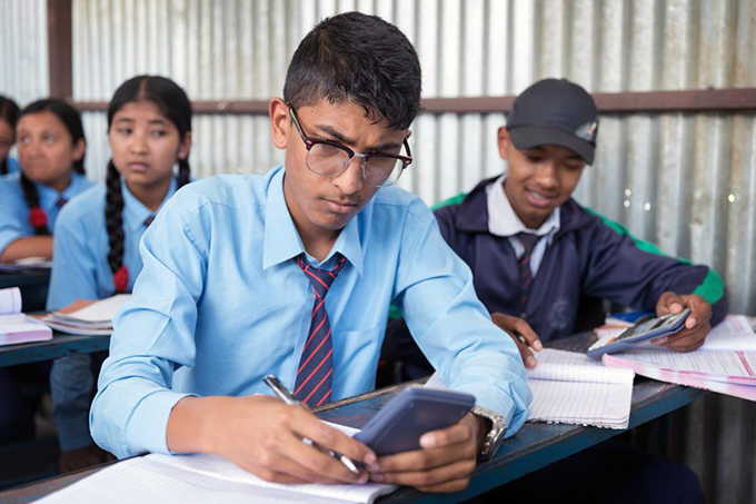 Nepal students in class