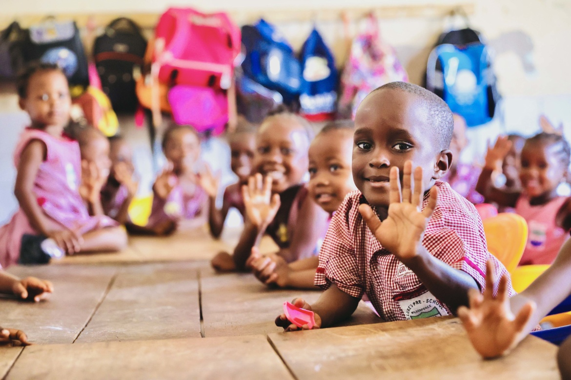 Students at St Luke's Pre-primary school in Wilberforce, Sierra Leone. Credit: World Bank/Kaglan