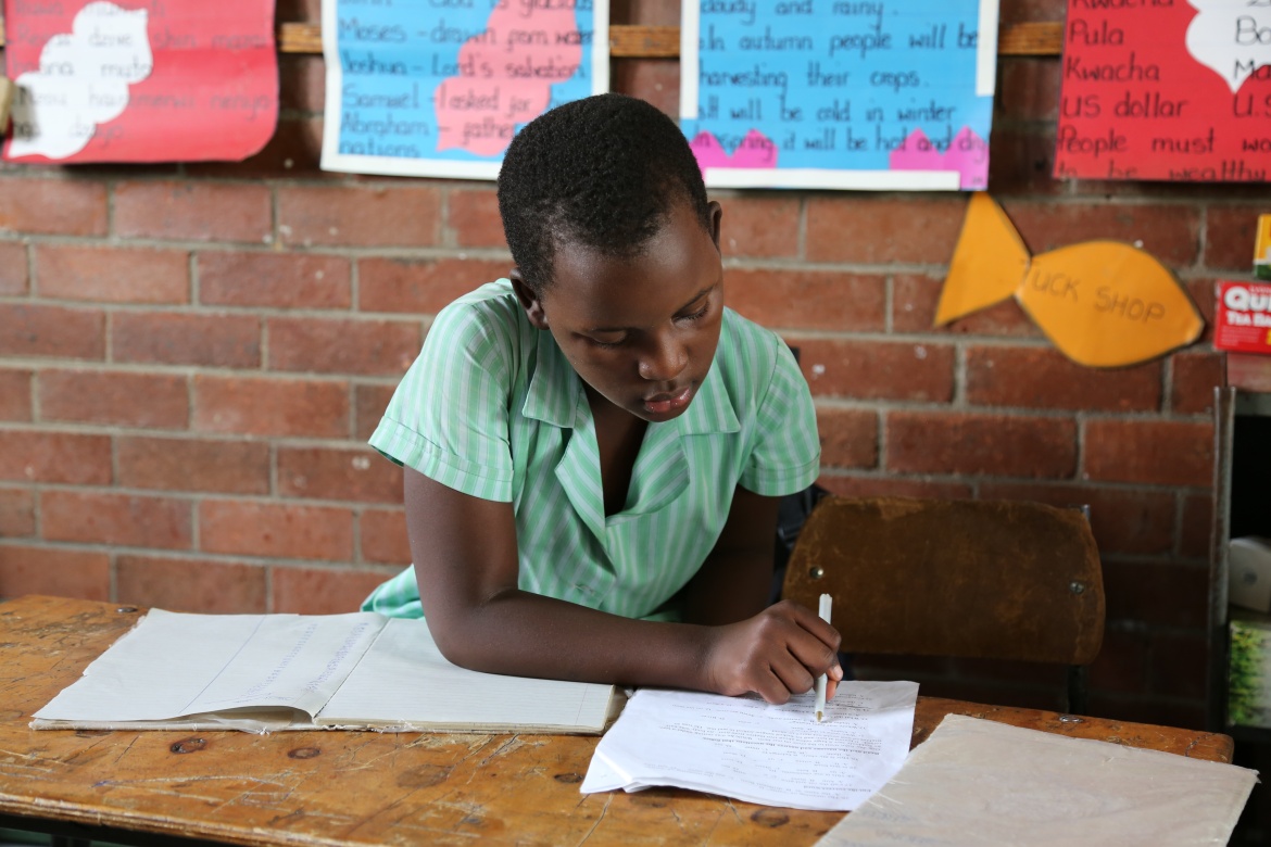 A student in her classroom at Glenview N°2 Primary School in Zimbabwe.