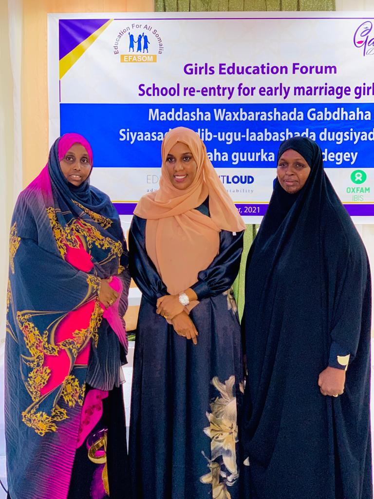Un forum féministe 2021 organisé par l'organisation Gaari Dumer pour le développement des femmes en coopération avec la coalition somalienne pour l'éducation et le ministère des femmes et des droits de l'homme.