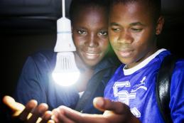 Fanta Mansaray and Fodie Sesay studying at night Loma Secondary School Kabala Sierra Leone Photo William Vest-Lilles_e