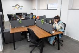 Staff working at the Project Management Information Unit (PMIU) Data Center, in Lahore, Pakistan