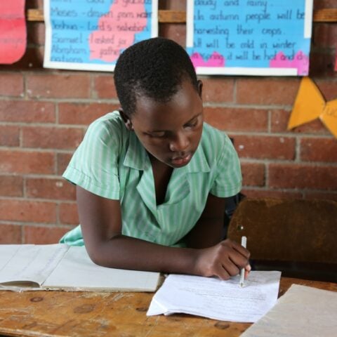 A student in her classroom at Glenview N°2 Primary School in Zimbabwe.