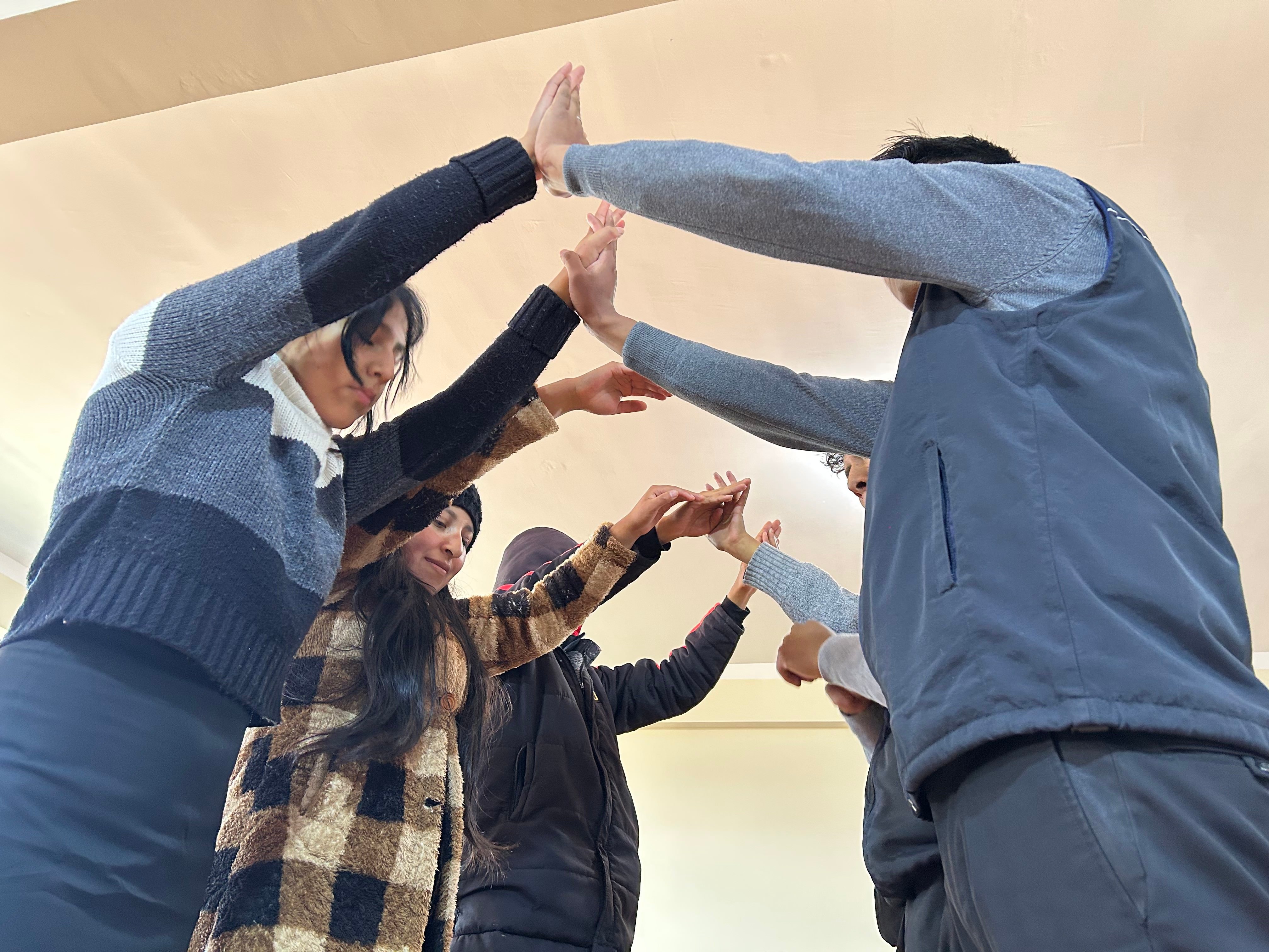 Students in physical exercise